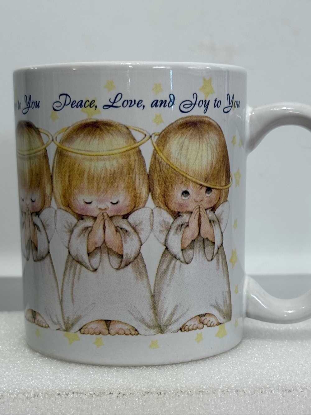 Hallmark Angel Mug “Peace, Love & Joy to You” 10 oz, 4” h x 3.25” w, Wide Handle